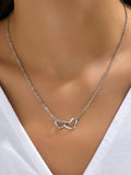 Tiny Cute Double Hollow Heart Chain Necklace Women Fashion Love Necklace Valentine's Day Jewelry for Women